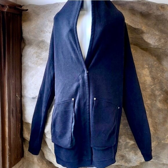 Wilfred Black Cocoon Cardigan Sweater Jacket Zip Comfy Cotton - Picture 12 of 12